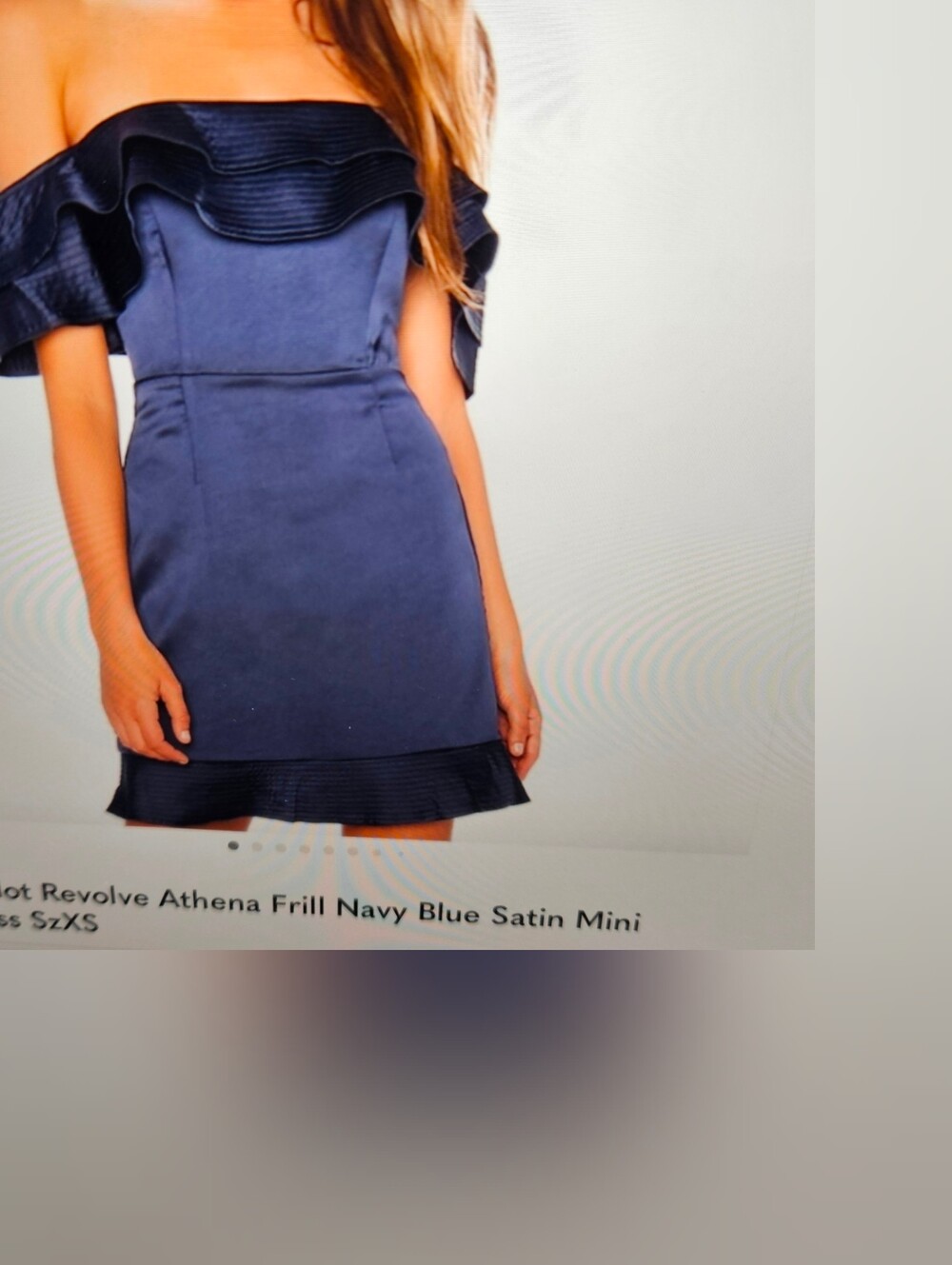 Bardot Revolve Athena Frill Navy Blue Satin Mini Dress SzXS